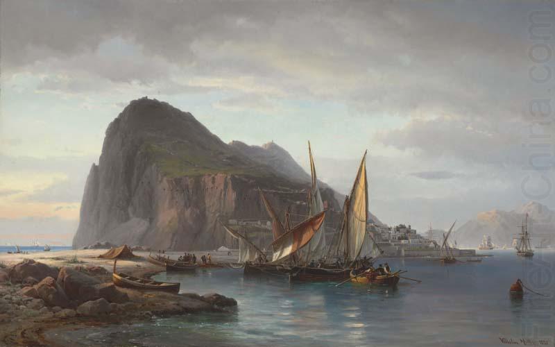 Vilhelm Melbye Shipping off Gibraltar china oil painting image